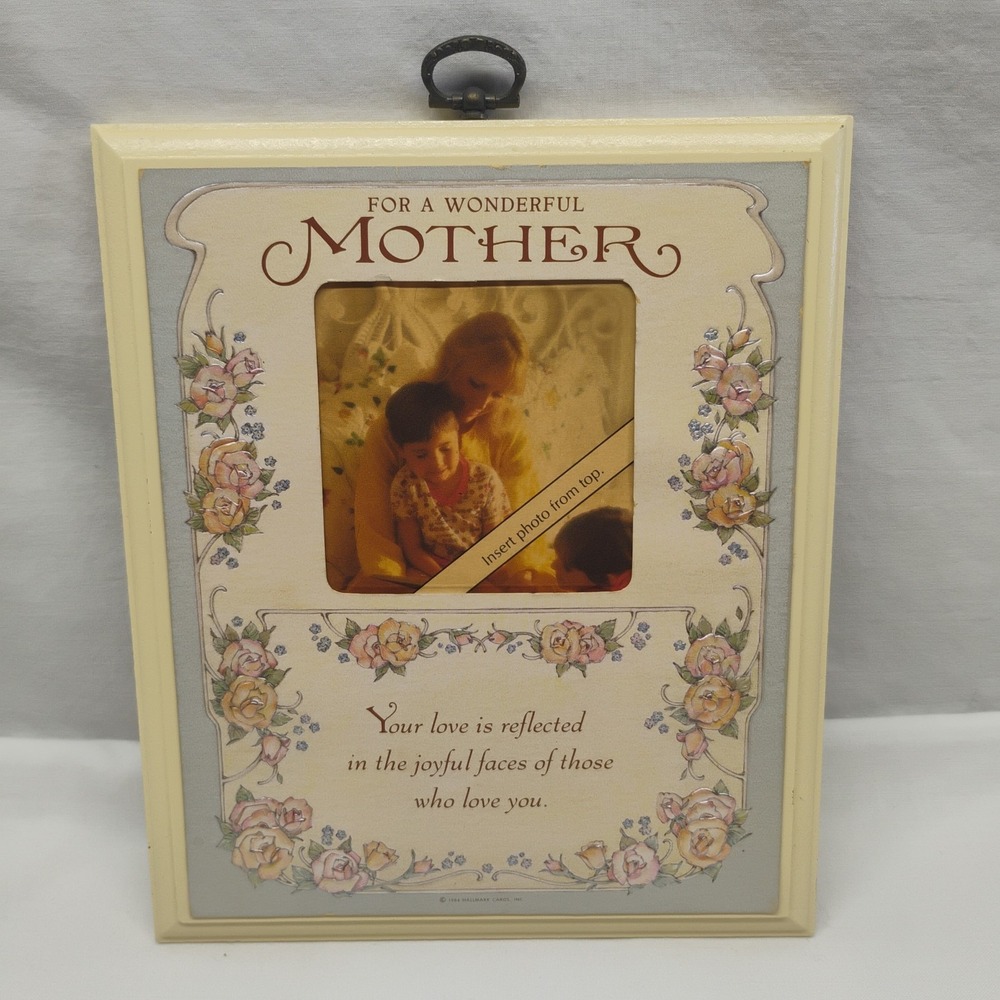 Vintage 1984 Hallmark MOTHER Gift Wall Plaque Photo Frame Cottagecore